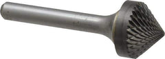 SGS Pro - 3/4" Cut Diam, 1/4" Shank Diam, Cone Head Double Cut Burr - Carbide, Point End, 3/8" LOC, 2-1/8" OAL - Top Tool & Supply