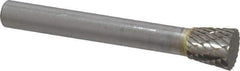 SGS Pro - 3/8" Cut Diam, 1/4" Shank Diam, Inverted Cone Head Double Cut Burr - Carbide, Flat End, 3/8" LOC - Top Tool & Supply