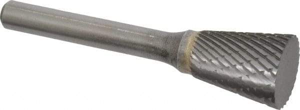 SGS Pro - 5/8" Cut Diam, 1/4" Shank Diam, Inverted Cone Head Double Cut Burr - Carbide, Flat End, 3/4" LOC - Top Tool & Supply