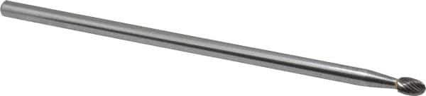 SGS Pro - 1/4" Cut Diam, 1/4" Shank Diam, Oval Head Single Cut Burr - Carbide, Radius End, 3/8" LOC - Top Tool & Supply