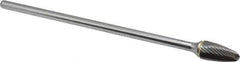 SGS Pro - 1/2" Cut Diam, 1/4" Shank Diam, Tree with Radius Head Single Cut Burr - Carbide, Radius End, 1" LOC - Top Tool & Supply