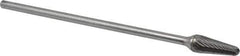 SGS Pro - 1/2" Cut Diam, 1/4" Shank Diam, Taper Head Single Cut Burr - Carbide, Radius End, 1-1/8" LOC - Top Tool & Supply