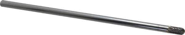 SGS Pro - 1/4" Cut Diam, 1/4" Shank Diam, Cylinder with Radius Head Double Cut Burr - Carbide, Radius End, 1/2" LOC - Top Tool & Supply