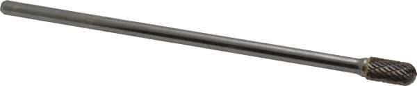 SGS Pro - 3/8" Cut Diam, 1/4" Shank Diam, Cylinder with Radius Head Double Cut Burr - Carbide, Radius End, 3/4" LOC - Top Tool & Supply