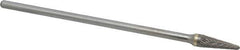 SGS Pro - 3/8" Cut Diam, 1/4" Shank Diam, Taper Head Double Cut Burr - Carbide, Radius End, 1-1/16" LOC - Top Tool & Supply