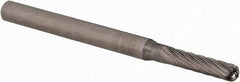 SGS Pro - 3/32" Cut Diam, 1/8" Shank Diam, Cylinder with Radius Head Single Cut Burr - Carbide, Radius End, 7/16" LOC, 2" OAL - Top Tool & Supply