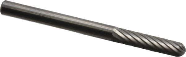 SGS Pro - 1/8" Cut Diam, 1/8" Shank Diam, Cylinder with Radius Head Single Cut Burr - Carbide, Radius End, 9/16" LOC, 1-1/2" OAL - Top Tool & Supply