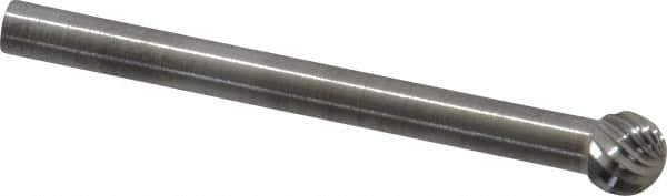 SGS Pro - 3/16" Cut Diam, 1/8" Shank Diam, Ball Head Single Cut Burr - Carbide, Radius End, 5/32" LOC - Top Tool & Supply