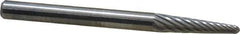 SGS Pro - 1/8" Cut Diam, 1/8" Shank Diam, Taper Head Single Cut Burr - Carbide, Radius End, 1/2" LOC, 1-1/2" OAL - Top Tool & Supply