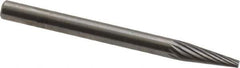 SGS Pro - 1/8" Cut Diam, 1/8" Shank Diam, Cone Head Single Cut Burr - Carbide, Point End, 11/32" LOC, 1-1/2" OAL - Top Tool & Supply