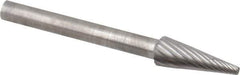 SGS Pro - 3/16" Cut Diam, 1/8" Shank Diam, Cone Head Single Cut Burr - Carbide, Point End, 1/2" LOC - Top Tool & Supply