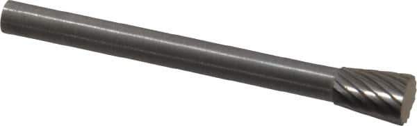 SGS Pro - 3/16" Cut Diam, 1/8" Shank Diam, Inverted Cone Head Single Cut Burr - Carbide, Flat End, 1/4" LOC - Top Tool & Supply