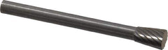 SGS Pro - 3/16" Cut Diam, 1/8" Shank Diam, Inverted Cone Head Single Cut Burr - Carbide, Flat End, 1/4" LOC - Top Tool & Supply