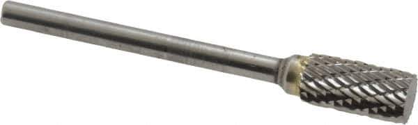 SGS Pro - 1/4" Cut Diam, 1/8" Shank Diam, Cylinder Head Double Cut Burr - Carbide, Flat End, 1/2" LOC, 2-1/4" OAL - Top Tool & Supply