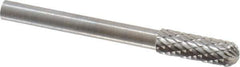 SGS Pro - 5/32" Cut Diam, 1/8" Shank Diam, Cylinder with Radius Head Double Cut Burr - Carbide, Radius End, 1/2" LOC - Top Tool & Supply