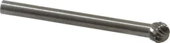 SGS Pro - 3/16" Cut Diam, 1/8" Shank Diam, Ball Head Double Cut Burr - Carbide, Radius End, 5/32" LOC - Top Tool & Supply