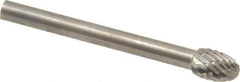 SGS Pro - 3/16" Cut Diam, 1/8" Shank Diam, Oval Head Double Cut Burr - Carbide, Radius End, 9/32" LOC - Top Tool & Supply