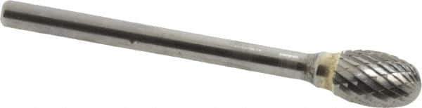 SGS Pro - 1/4" Cut Diam, 1/8" Shank Diam, Oval Head Double Cut Burr - Carbide, Radius End, 3/8" LOC - Top Tool & Supply