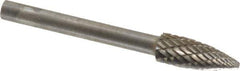 SGS Pro - 3/16" Cut Diam, 1/8" Shank Diam, Tree Head Double Cut Burr - Carbide, Point End, 1/2" LOC - Top Tool & Supply