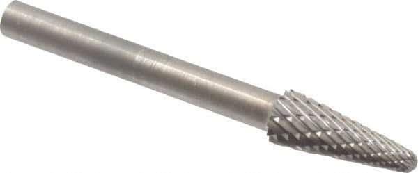 SGS Pro - 3/16" Cut Diam, 1/8" Shank Diam, Taper Head Double Cut Burr - Carbide, Radius End, 1/2" LOC - Top Tool & Supply