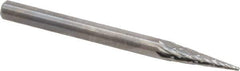 SGS Pro - 1/8" Cut Diam, 1/8" Shank Diam, Cone Head Double Cut Burr - Carbide, Point End, 7/16" LOC, 1-1/2" OAL - Top Tool & Supply