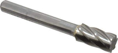 SGS Pro - 3/8" Cut Diam, 1/4" Shank Diam, Cylinder Head Single Cut Burr - Carbide, Flat End, 3/4" LOC, 2-1/2" OAL - Top Tool & Supply