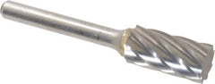 SGS Pro - 1/2" Cut Diam, 1/4" Shank Diam, Cylinder Head Single Cut Burr - Carbide, Flat End, 1" LOC, 2-3/4" OAL - Top Tool & Supply