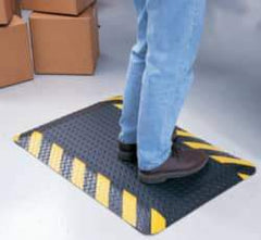 Wearwell - 30' Long x 3' Wide, Dry Environment, Anti-Fatigue Matting - Black with Yellow Chevron Borders, Vinyl with Nitrile Blend Base, Beveled on 4 Sides - Top Tool & Supply