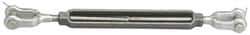 Made in USA - 1,200 Lb Load Limit, 3/8" Thread Diam, 6" Take Up, Stainless Steel Jaw & Jaw Turnbuckle - 7-1/8" Body Length, 9/16" Neck Length, 12" Closed Length - Top Tool & Supply