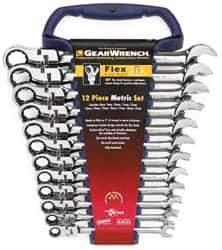 GearWrench - 12 Piece, 8mm to 19mm, Ratcheting Combination Wrench Set - Metric Measurement Standard, Chrome Finish, Comes in Tray - Top Tool & Supply