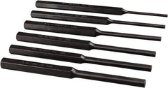 Mayhew - 6 Piece, 3 to 8mm, Roll Pin Punch Set - Hex Shank, Alloy Steel, Comes in Pouch - Top Tool & Supply