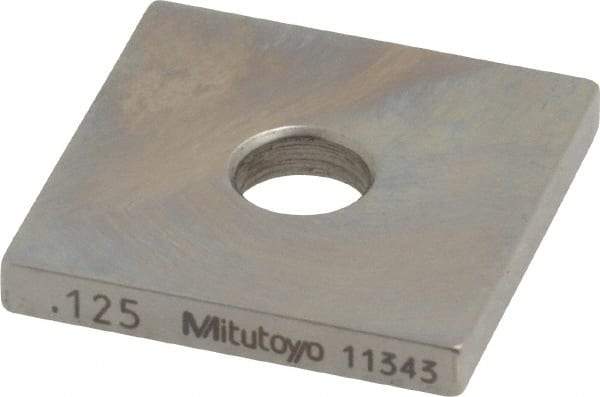 Mitutoyo - 0.125" Square Steel Gage Block - Accuracy Grade 0, Includes Certificate of Inspection - Top Tool & Supply