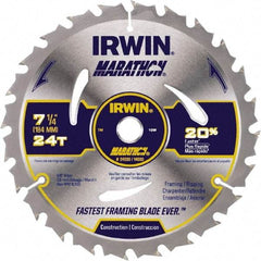 Irwin - 6-1/2" Diam, 5/8" Arbor Hole Diam, 18 Tooth Wet & Dry Cut Saw Blade - Carbide-Tipped, Framing & Ripping Action, Standard Round Arbor - Top Tool & Supply