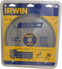 Irwin - 12" Diam, 1" Arbor Hole Diam, 72 Tooth Wet & Dry Cut Saw Blade - Carbide-Tipped, Finishing & Trimming Action, Standard Round Arbor - Top Tool & Supply