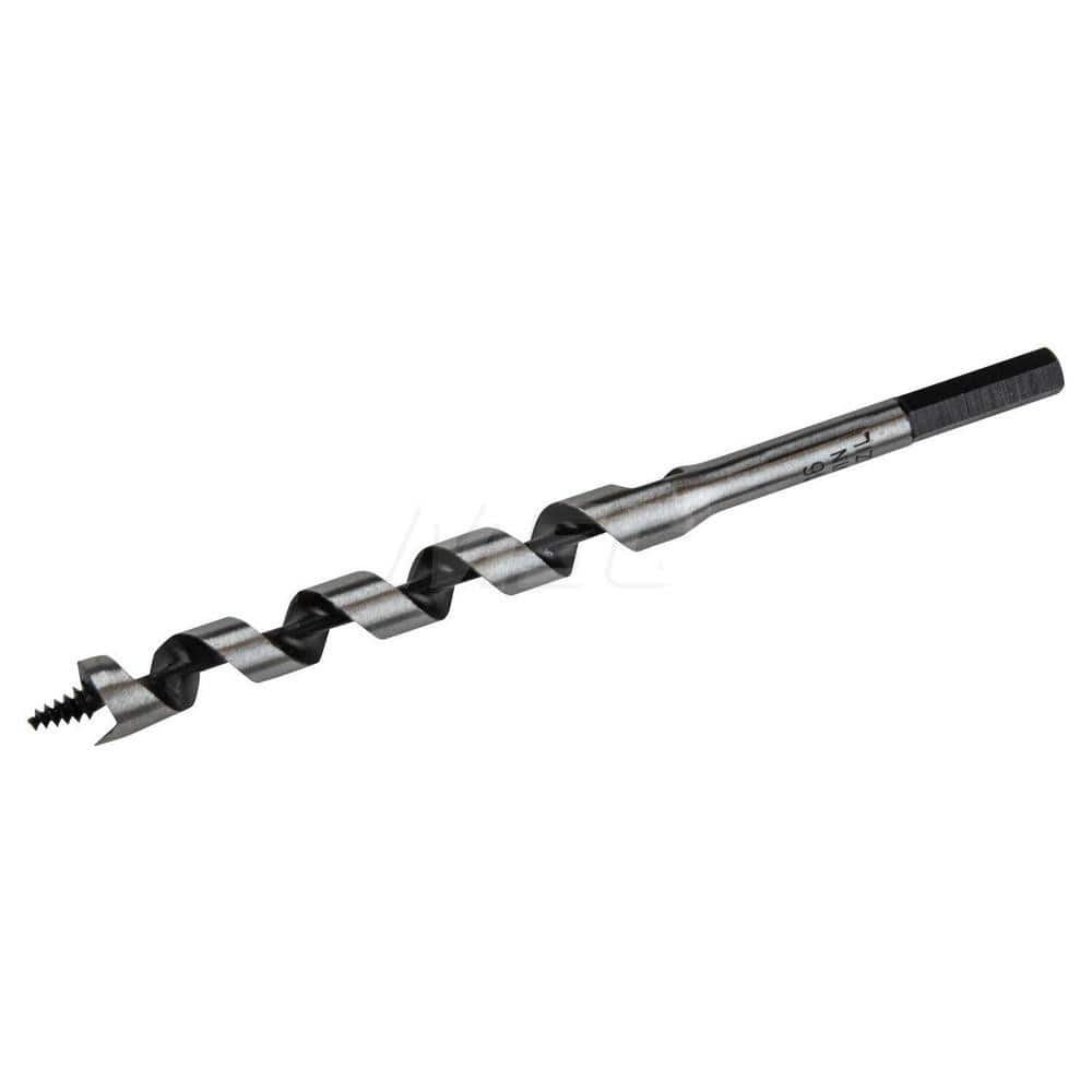 9/16″, 5/16″ Diam Straight Shank, 7-1/2″ Overall Length with 4-1/2″ Twist, Solid Center Auger Bit Screw Point, High Speed Steel, Bright Finish, Single Cutting Edge