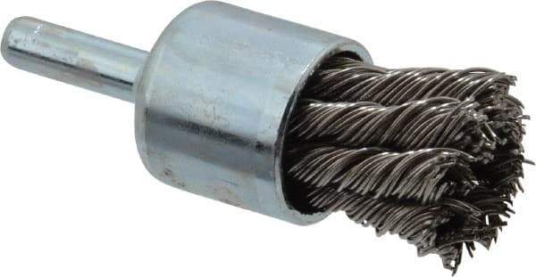 Anderson - 3/4" Brush Diam, Knotted, End Brush - 1/4" Diam Shank, 22,000 Max RPM - Top Tool & Supply