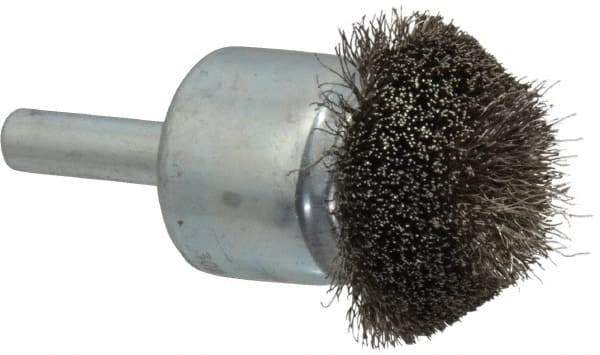 Anderson - 1-1/4" Brush Diam, Crimped, Flared End Brush - 1/4" Diam Shank, 20,000 Max RPM - Top Tool & Supply