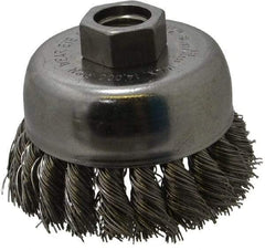 Anderson - 2-3/4" Diam, 5/8-11 Threaded Arbor, Stainless Steel Fill Cup Brush - 0.02 Wire Diam, 3/4" Trim Length, 14,000 Max RPM - Top Tool & Supply