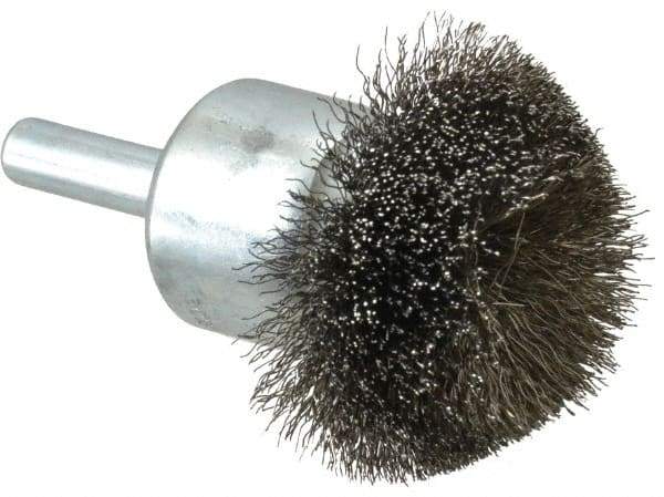 Anderson - 1-1/2" Brush Diam, Crimped, Flared End Brush - 1/4" Diam Shank, 20,000 Max RPM - Top Tool & Supply