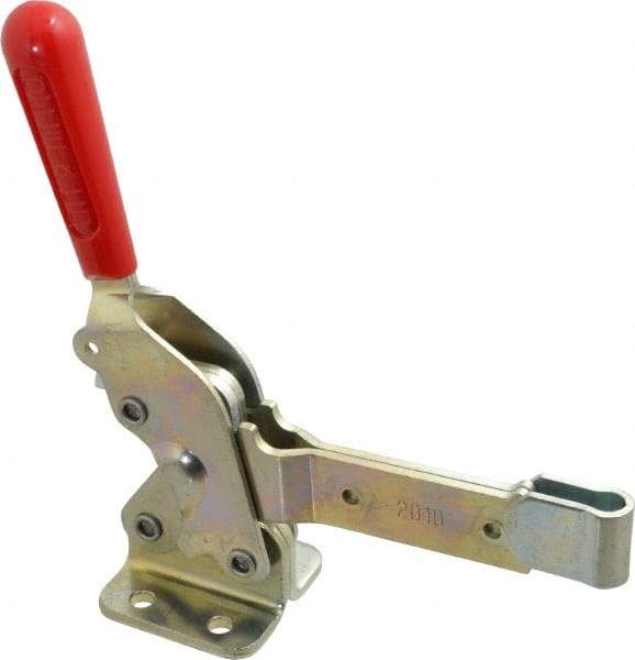 De-Sta-Co - 1,400 Lb Holding Capacity, Vertical Handle, Manual Hold Down Toggle Clamp - 66° Handle Movement, 78° Bar Opening, Solid Bar, Flanged Base, Electro-Plated Zinc, Carbon Steel - Top Tool & Supply