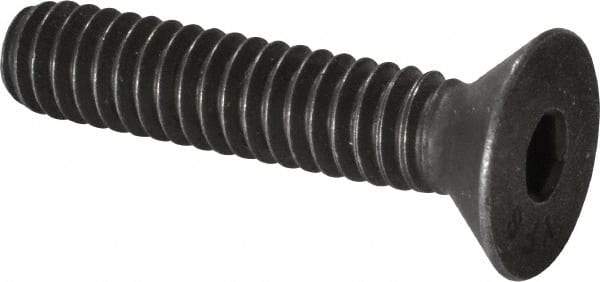 Value Collection - 1/4-20 UNC Hex Socket Drive, 82° Flat Screw - Alloy Steel, Black Oxide Finish, Fully Threaded, 1-1/4" OAL - Top Tool & Supply