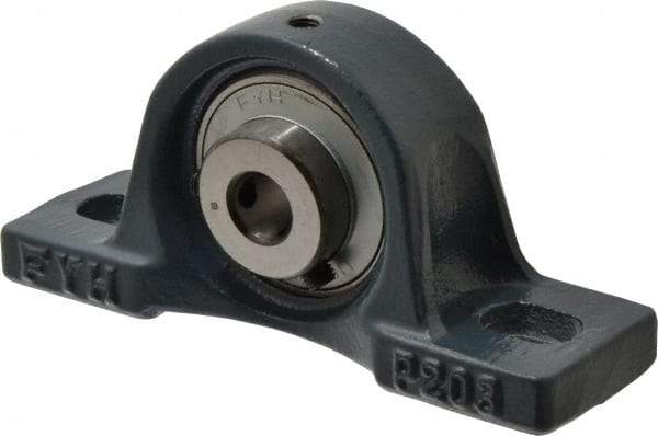 Value Collection - 1/2" ID, 2-3/8" OAW x 5" OAL x 2-3/8" OAH High Temperature Ball Bearing Pillow Block - 1,650 Lb Static Cap, 2,830 Lb Dyn Cap, 3-3/4" Btw Mnt Hole Ctrs, 1-3/16" Base-to-Ctr Ht, Cast Iron - Top Tool & Supply