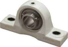 Value Collection - 1" ID, 5.5313" OAL x 2-25/32" OAH Pillow Block - 1,764 Lb Static Cap, 3,147 Lb Dyn Cap, 4-1/8" Btw Mnt Hole Ctrs, SS Thermoplastic - Top Tool & Supply