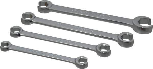 Blackhawk by Proto - 4 Piece, 3/8" x 7/16" to 3/4" x 1", Flare Nut Wrench Set - Inch Measurement Standard, Full Polish Finish, Comes in Vinyl Roll - Top Tool & Supply