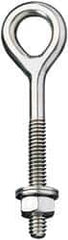 Ronstan - 3/8-16, Electropolished Finish, Stainless Steel Forged Eye Bolt - 2" Thread Length, 16.67mm ID x 40mm OD, 5" Shank Length - Top Tool & Supply