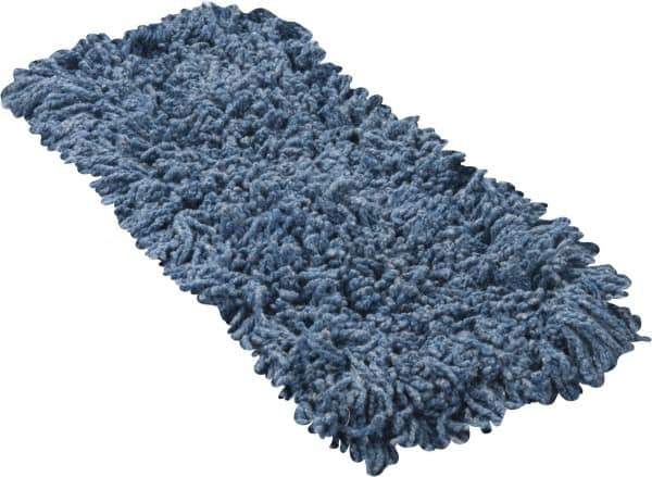 Rubbermaid - 18" Long x 5" Wide Yarn Blend Dust Mop Head - Slip-On/Slip-Through Backing, Blue, Twisted Loop Head - Top Tool & Supply