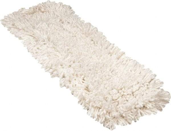 Rubbermaid - 24" Long x 5" Wide Cotton Yarn Dust Mop Head - Slip-On/Slip-Through Backing, White, Twisted Loop Head - Top Tool & Supply