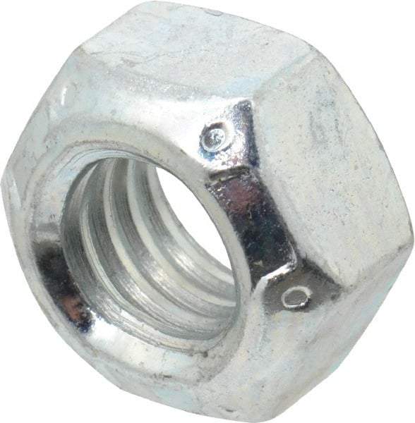 Value Collection - 7/16-14 UNC Grade C Hex Lock Nut with Distorted Thread - 11/16" Width Across Flats, 3/8" High, Cadmium Clear-Plated Finish - Top Tool & Supply