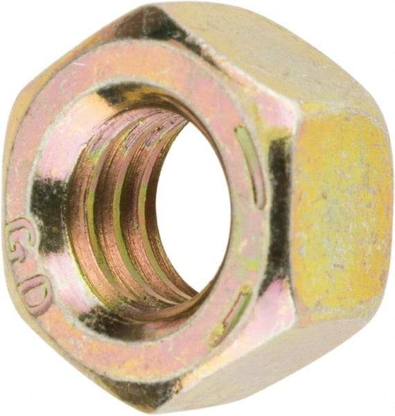 Value Collection - 5/16-18 UNC Steel Right Hand Hex Nut - 1/2" Across Flats, 17/64" High, Zinc Yellow Dichromate Finish - Top Tool & Supply