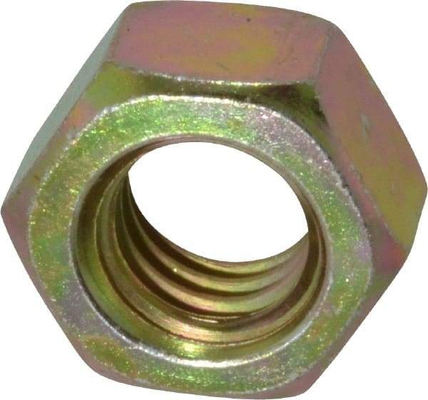 Value Collection - 7/16-14 UNC Steel Right Hand Hex Nut - 11/16" Across Flats, 3/8" High, Zinc Yellow Dichromate Finish - Top Tool & Supply